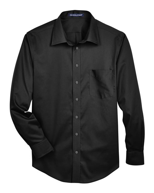 DEVON & JONES MEN'S CROWN COLLECTION? SOLID STRETCH TWILL WOVEN DRESS SHIRT (DG530)