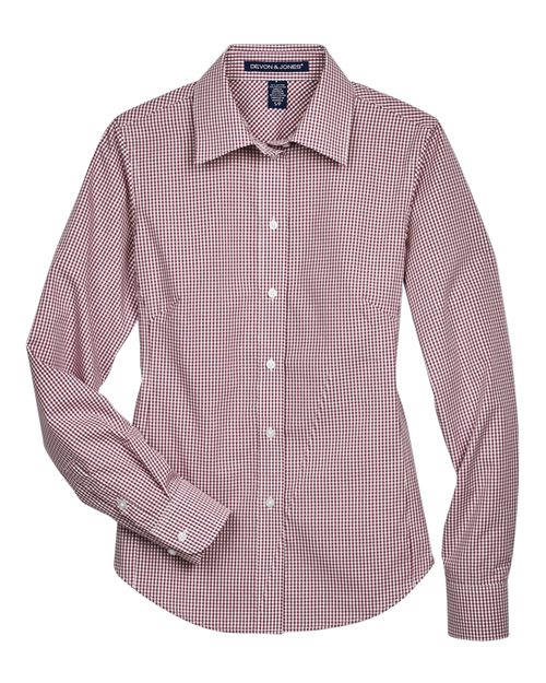 DEVON & JONES WOMEN'S CROWN COLLECTION? GINGHAM CHECK WOVEN DRESS SHIRT (D640W)