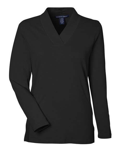 DEVON & JONES WOMEN'S RALEIGH SHAWL COLLAR KNIT TOP (DP121W)