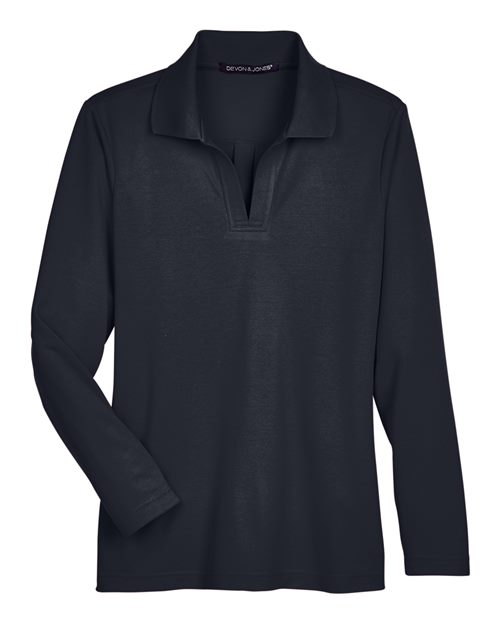 DEVON & JONES WOMEN'S CROWNLUX PERFORMANCE??PLAITED LONG SLEEVE POLO (DG20LW)