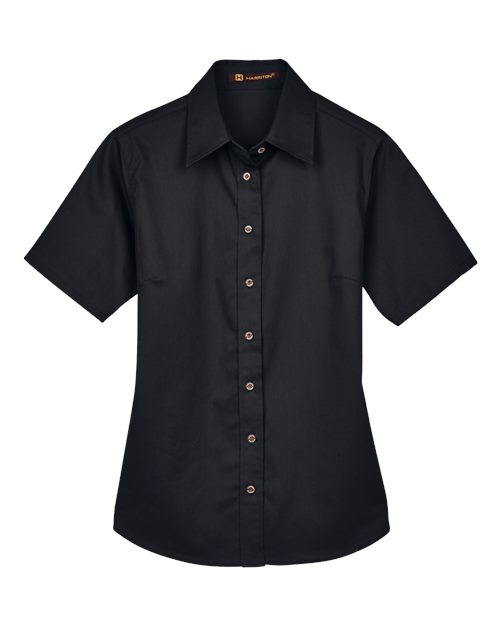 HARRITON WOMEN'S EASY BLEND? SHORT SLEEVE TWILL DRESS SHIRT WITH?STAIN-RELEASE (M500SW)