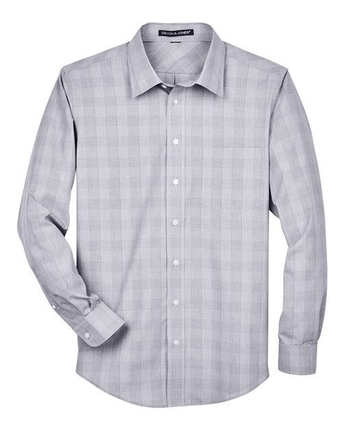 DEVON & JONES MEN'S CROWN COLLECTION? GLEN PLAID WOVEN DRESS SHIRT (DG520)