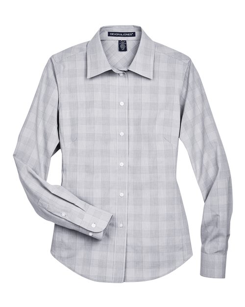DEVON & JONES WOMEN'S CROWN COLLECTION? GLEN PLAID WOVEN DRESS SHIRT (DG520W)