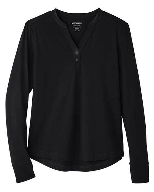 NORTH END WOMEN'S JAQ STRETCH PERFORMANCE V-NECK SNAP PULLOVER (NE400W)