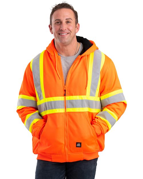 BERNE APPAREL SAFETY STRIPED THERMAN LINED SWEATSHIRT (HVF024)