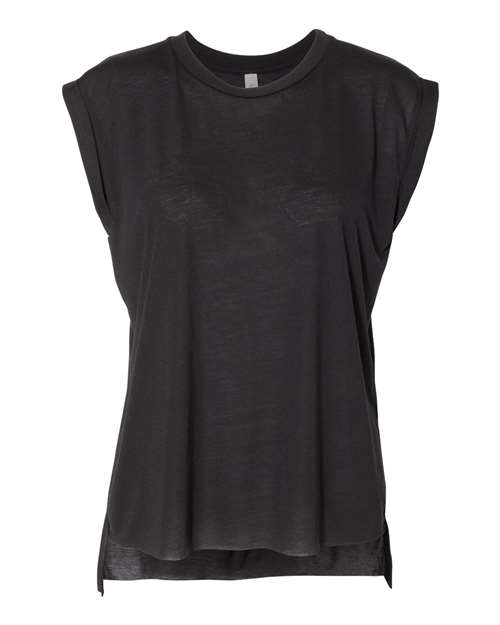 BELLA + CANVAS WOMEN?S FLOWY ROLLED CUFFS MUSCLE TEE (8804)