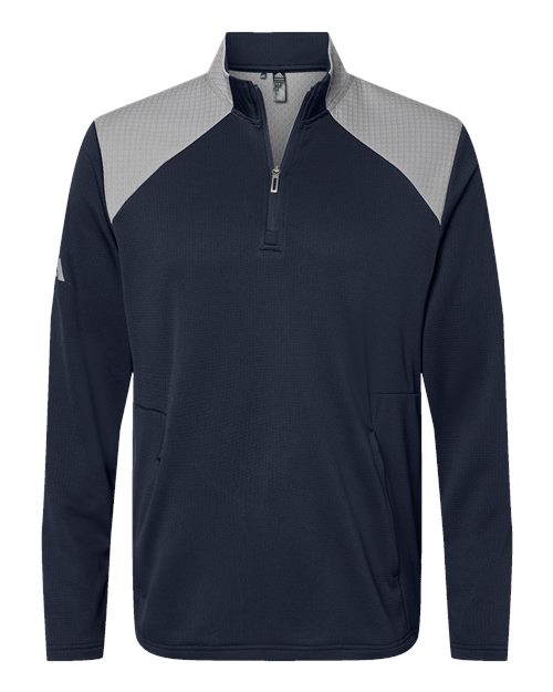 ADIDAS MEN'S TEXTURED MIXED MEDIA QUARTER-ZIP PULLOVER (A532)