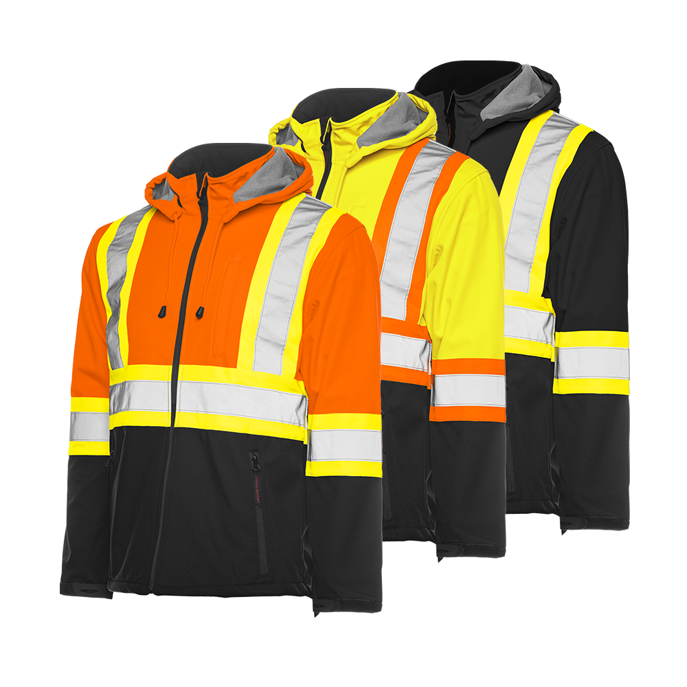 SOFT SHELL JACKET W/ DETACHABLE HOOD, 4" REFL. TAPE (TJ2)
