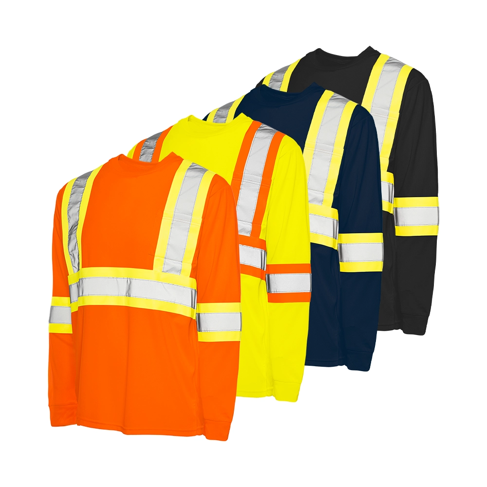 LONG SLEEVE POLYESTER TRAFFIC T-SHIRT, 4" REFL. TAPE (TT2)