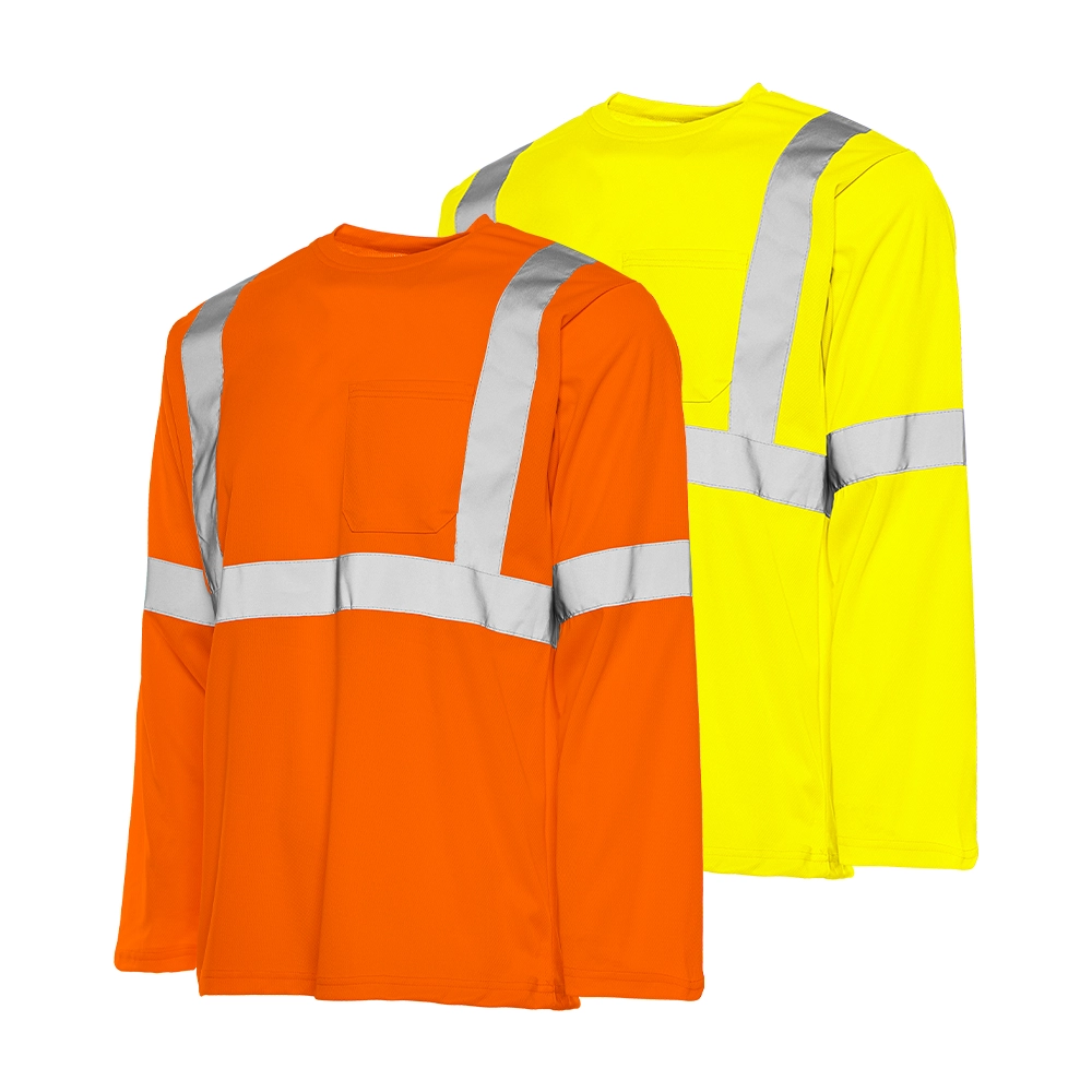 LONG SLEEVE POLYESTER TRAFFIC T-SHIRT, 2" REFL. TAPE (TT6)
