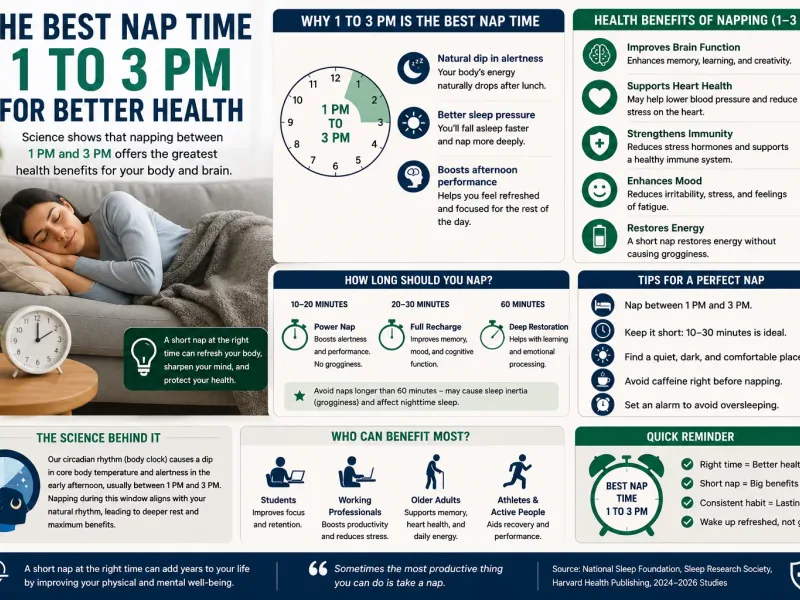 Best Nap Time for Health: Why 1–3 PM Works Best