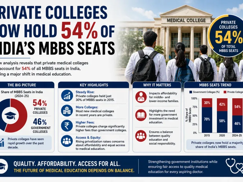 Private Colleges Now Hold 54% of India's MBBS Seats