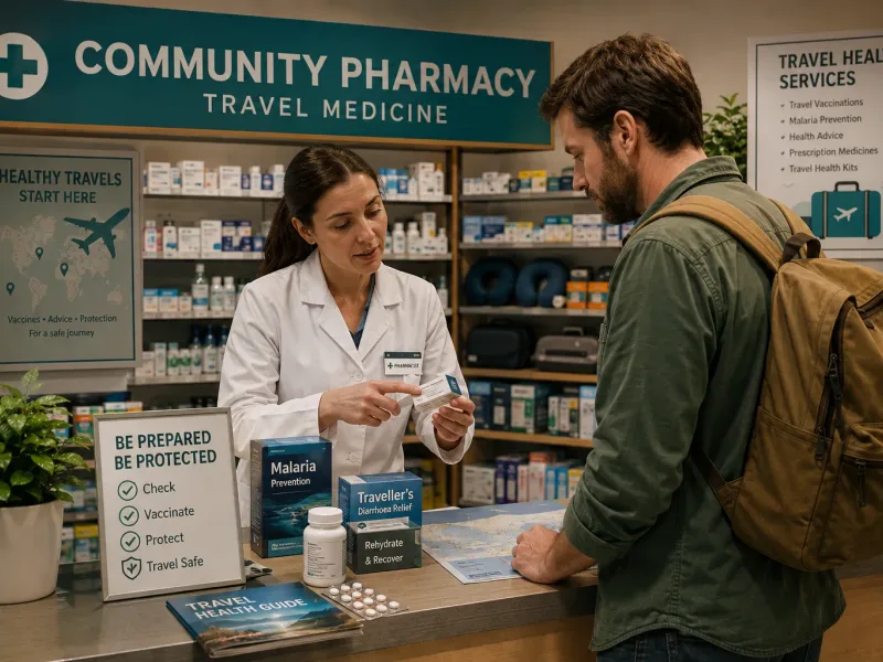 Community pharmacy travel medicine