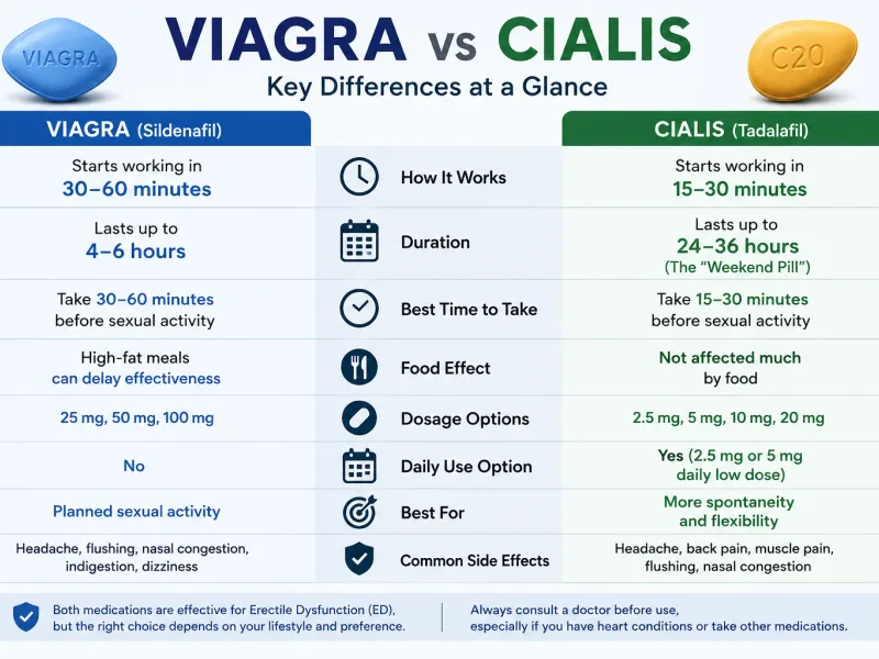 Viagra vs Cialis Differences