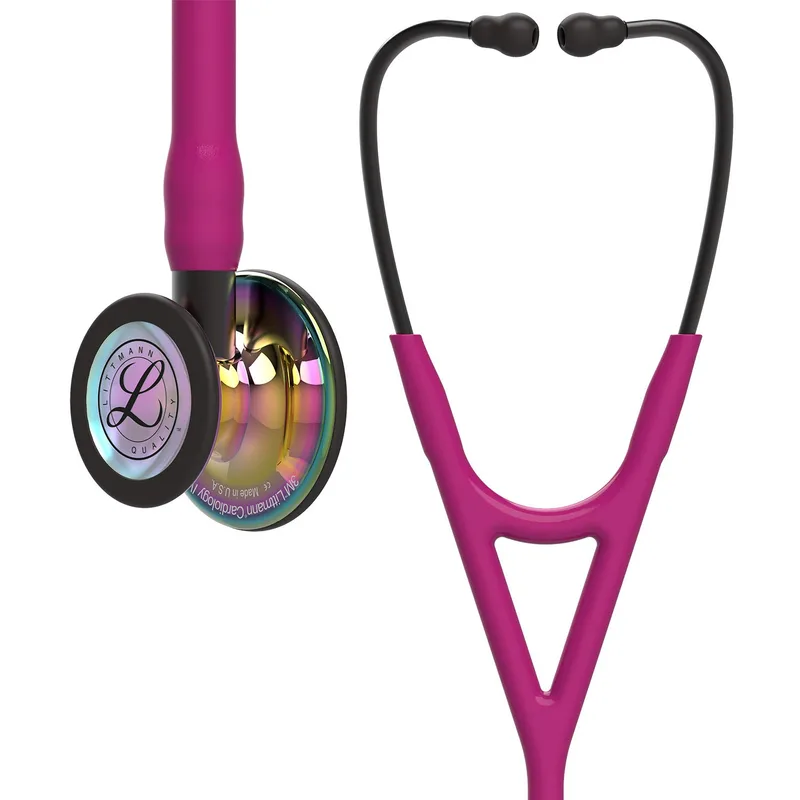 3M Littmann Cardiology IV Stethoscope - Raspberry, Rainbow-Finish, Smoke Stem 6241