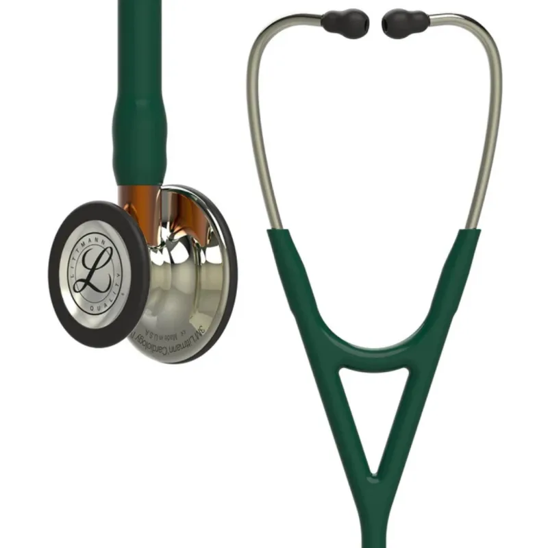 3M Littmann Cardiology IV Stethoscope - Hunter Green, Champagne-Finish, Orange Stem 6206