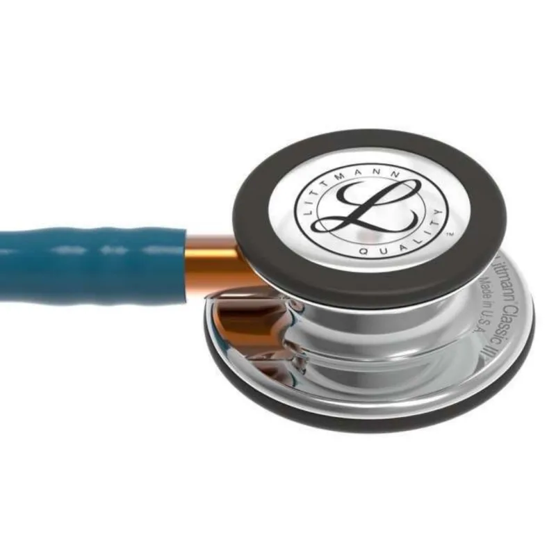 3M Littmann Classic III Stethoscope - Caribbean Blue, Mirror Chestpiece, Orange Stem 5874