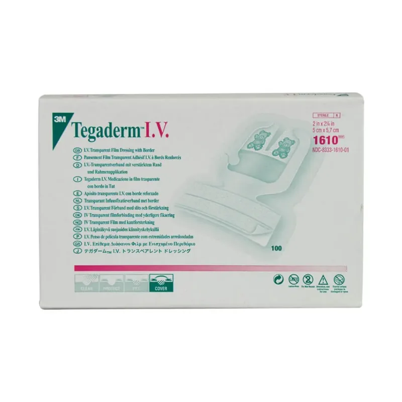 3M Tegaderm 1610 I.V.Transparent Film Dressing, Paediatric Peripheral, 5 cm x 5.7 cm