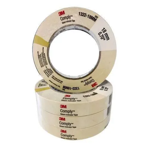 3M Comply Autoclave Steam Indicator Tape 1322-18MM – Steam Sterilization Monitoring, 18mm x 55m