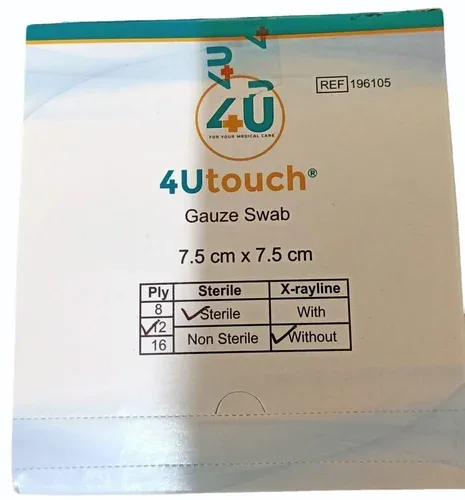 4U touch Gauze Swab 7.5xm x7.5cm 12ply