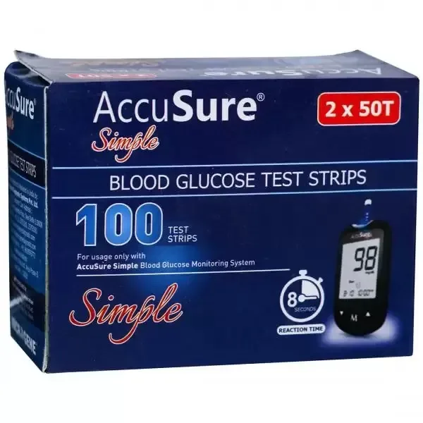 Accusure Simple Blood Glucose 100 Test Strips