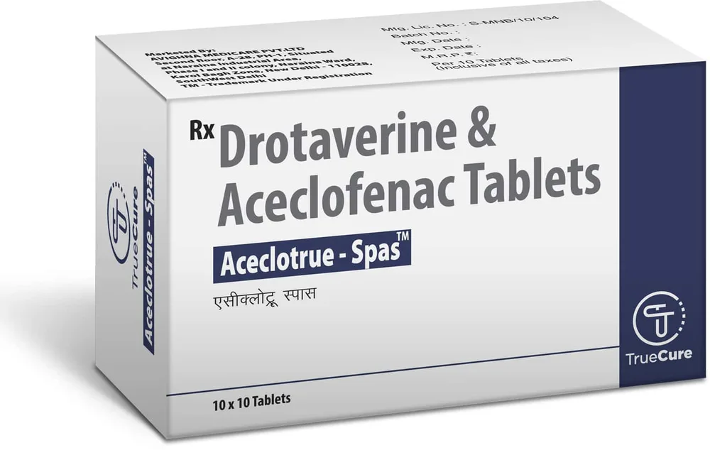 Aceclotrue Spas Strip Of 10 Tablets