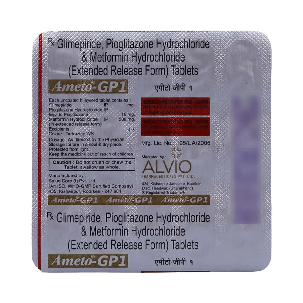 Ameto Gp 1mg Strip Of 15 Tablets