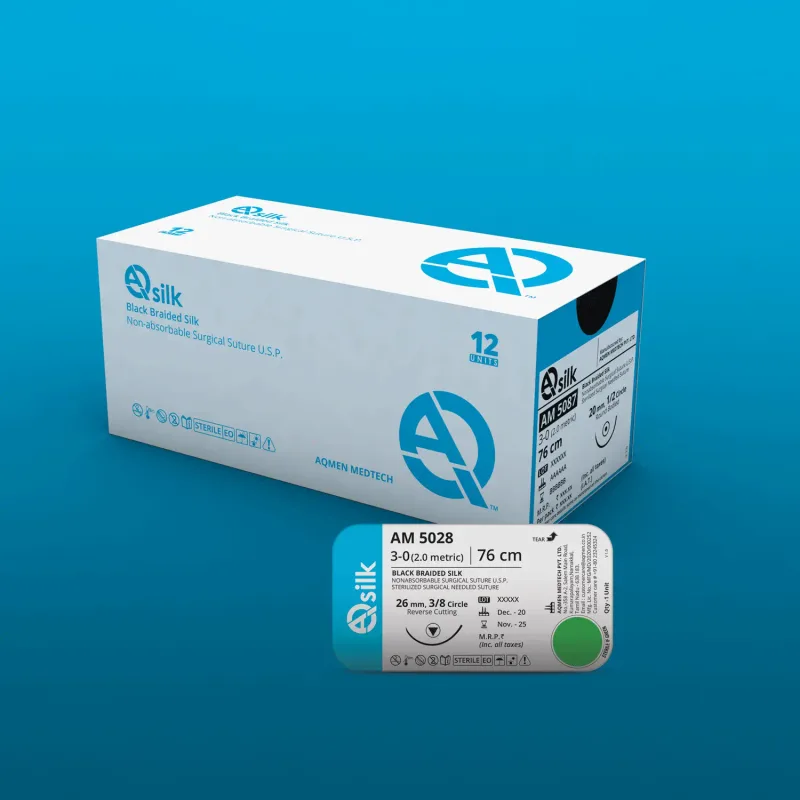 Aqmen - AM5087 - Sutures AM5087 AqSilk Mersilk Type USP 3-0-12 Foils
