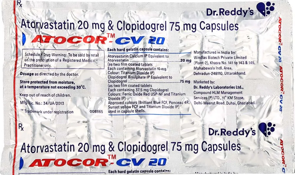 Atocor Cv 20mg Strip Of 10 Capsules