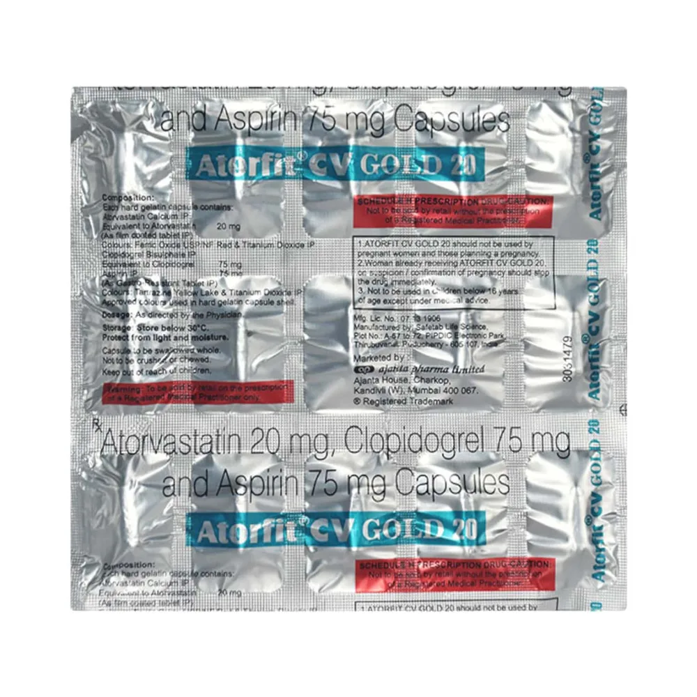 Atorfit Cv Gold 20mg Strip Of 15 Capsules