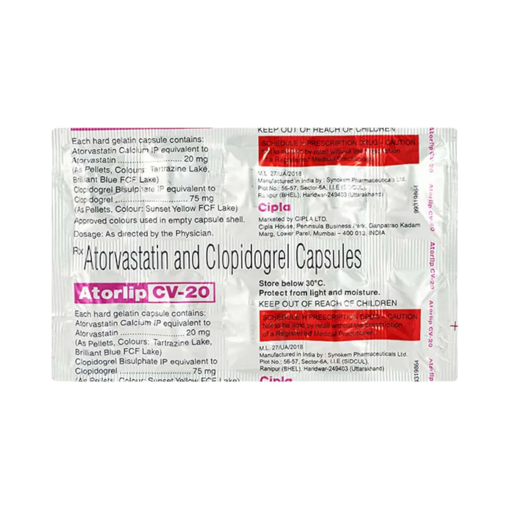 Atorlip Cv 20/75mg Strip Of 10 Capsules
