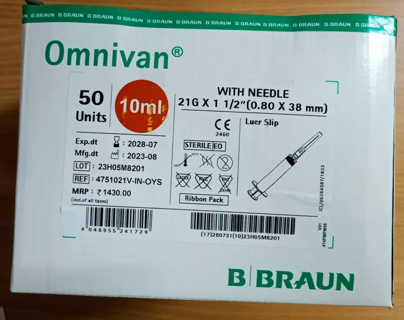 Omnivan Syringe With Needle 10ml (50 pcs)