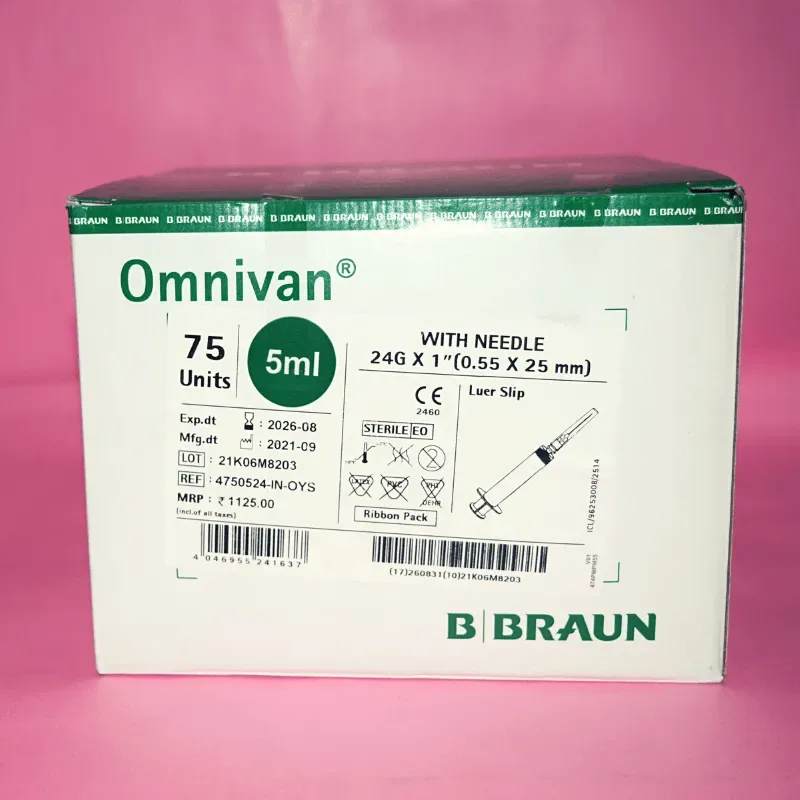 B Braun Omnivan 5ml Syringe With Needle - 75 Units Pack
