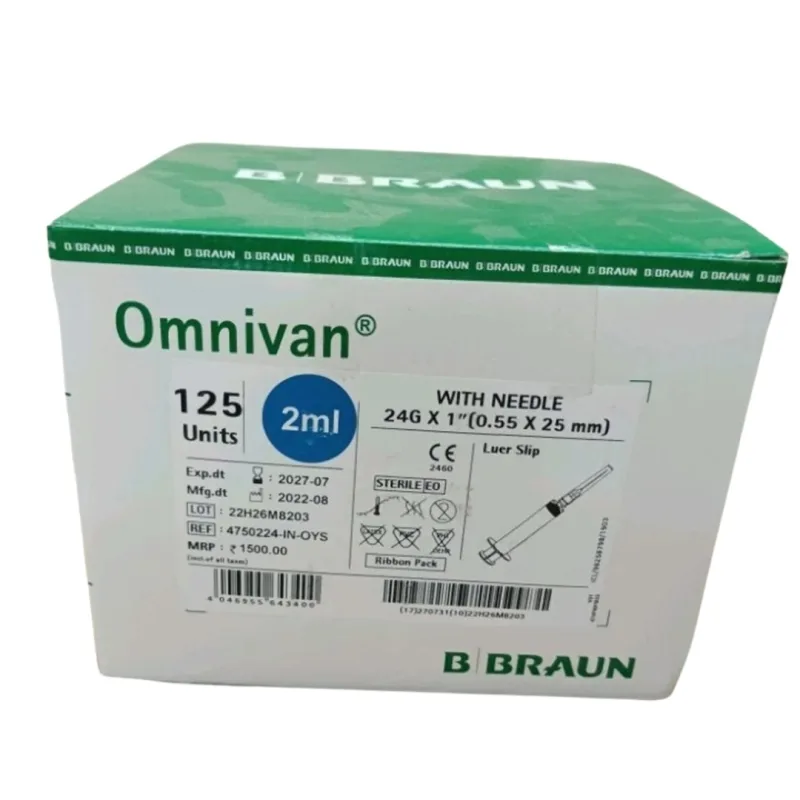 B Braun Omnivan 2ml Syringe With Needle  - 125 Units Pack