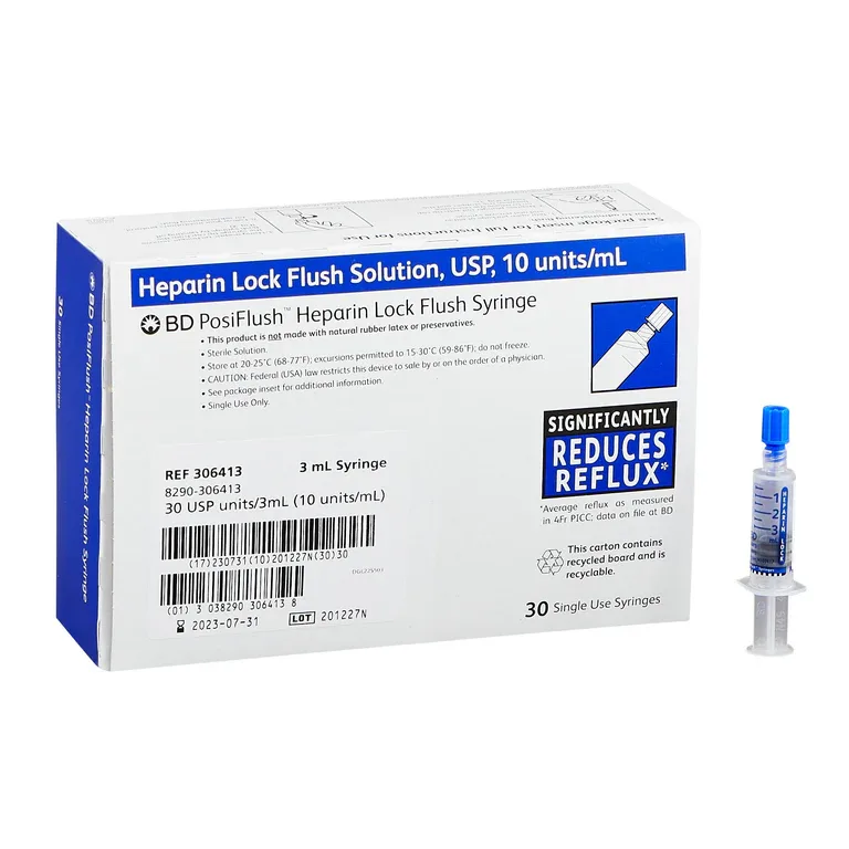 BD PosiFlush 3ml Heparin Lock Flush Syringe ( 100 Usp Units/ ml)