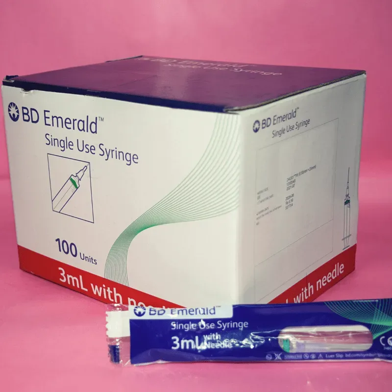 BD Emerald 3ml Syringe with Needle 23G | 100 Syringes Box