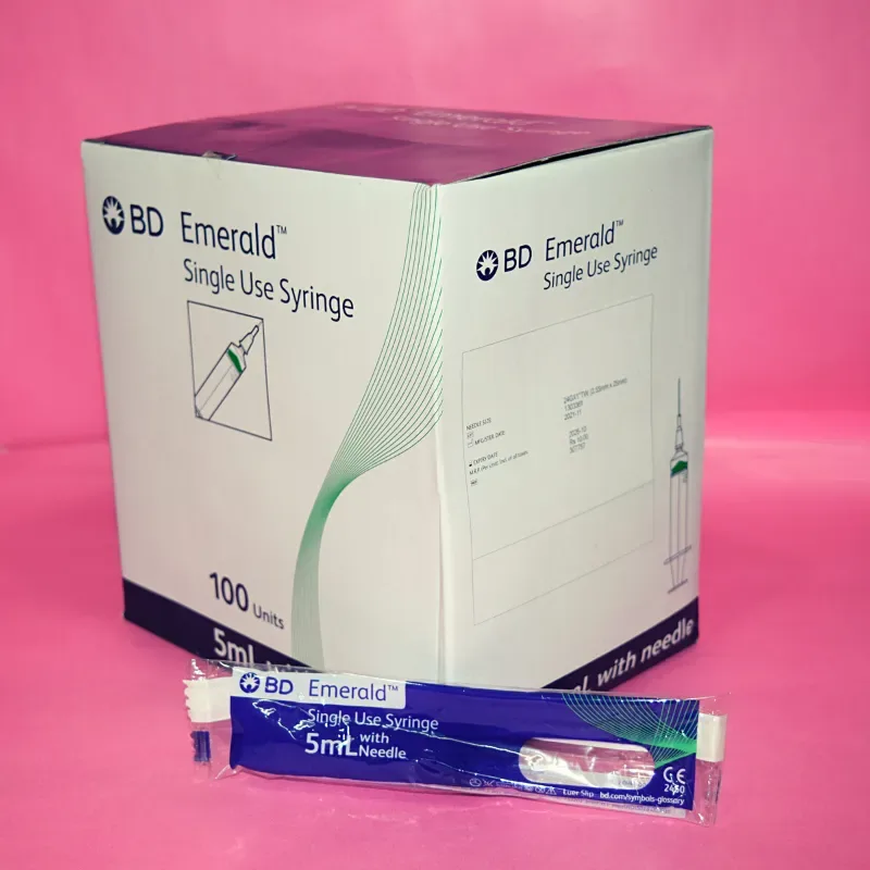 BD Emerald 5ml Syringe with Needle - 24G -100 Syringe box