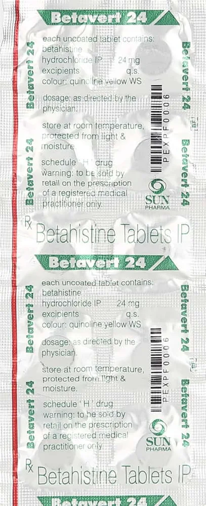 Betavert 24mg Strip Of 10 Tablets