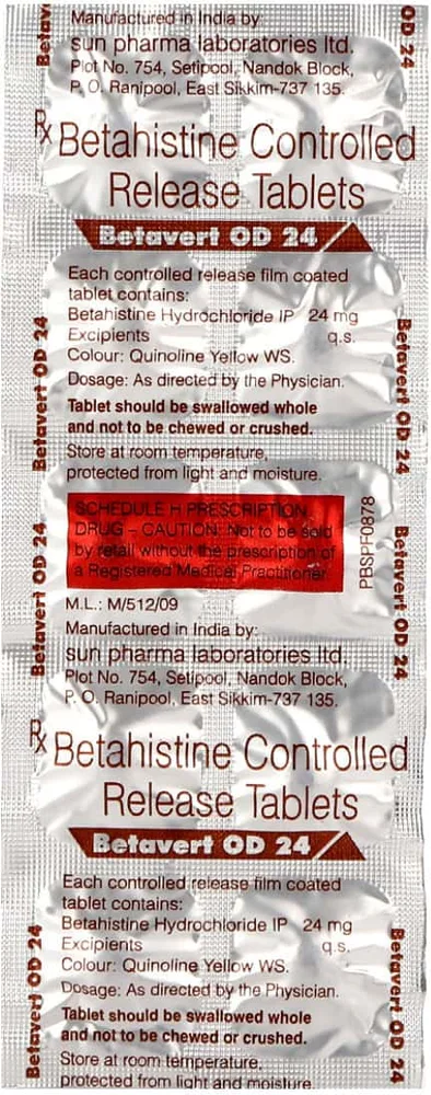 Betavert Od 24mg Strip Of 10 Tablets