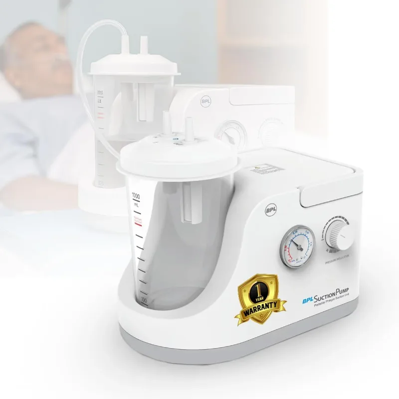 BPL Portable Phlegm Suction Pump Machine with 1L Jar - White