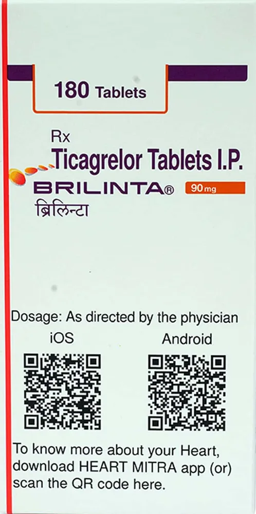Brilinta 90mg Bottle Of 180 Tablets