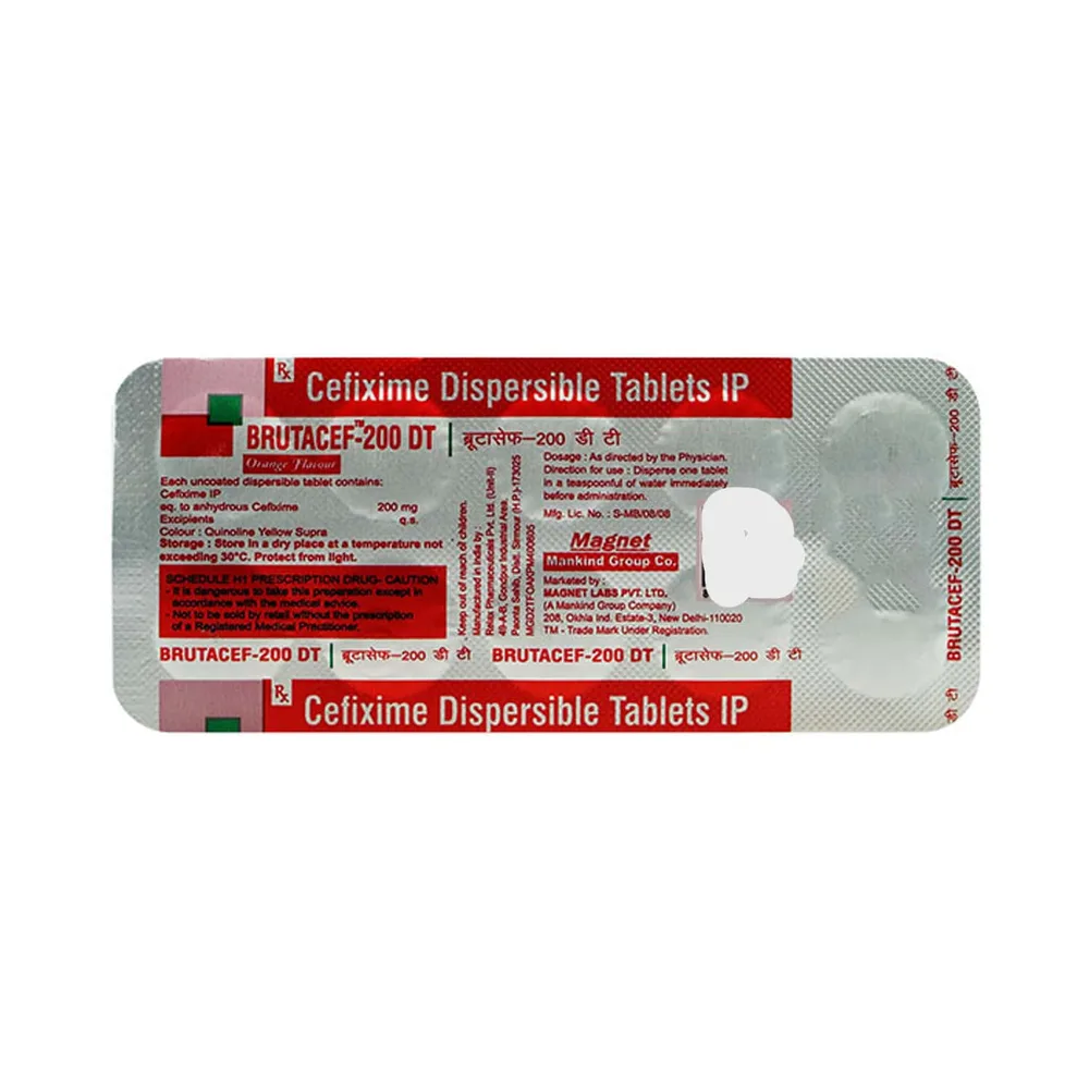 Brutacef 200mg Dt Orange Flavour Strip Of 10 Tablets