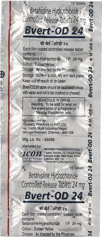 Bvert Od 24mg Strip Of 10 Tablets