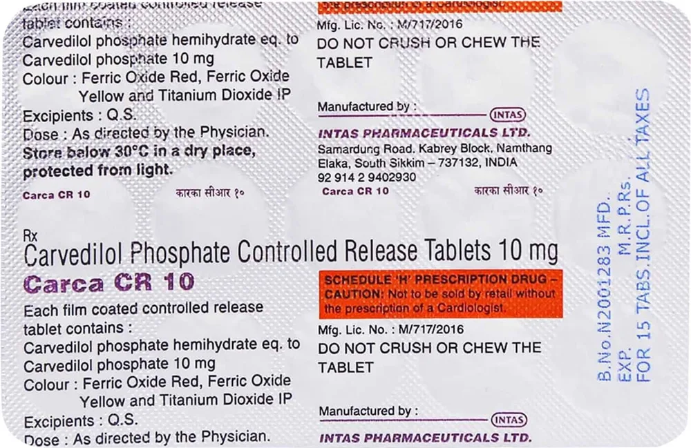 Carca Cr 10mg Strip Of 15 Tablets