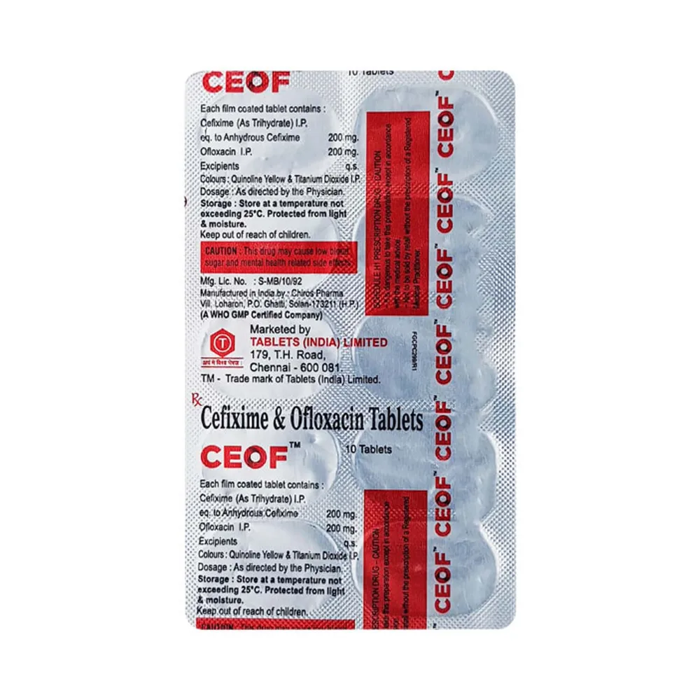 Ceof 200/200 Mg Strip Of 10 Tablets