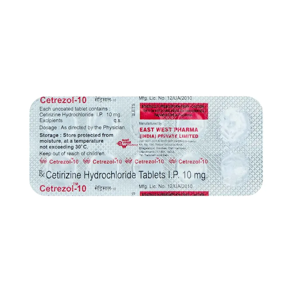 Cetrezol 10mg Strip Of 10 Tablets