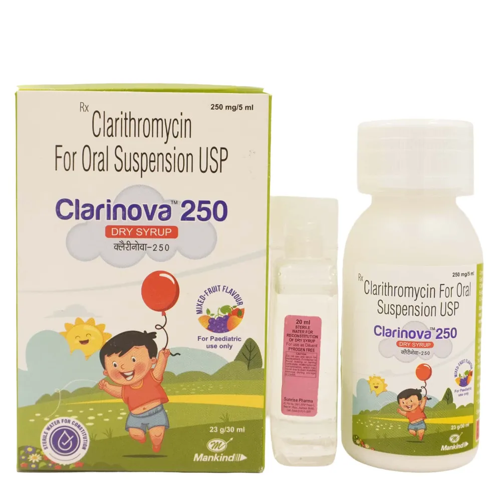 Clarinova 250mg Mixed Fruit Flavour Bottle Of 30ml Dry Syrup
