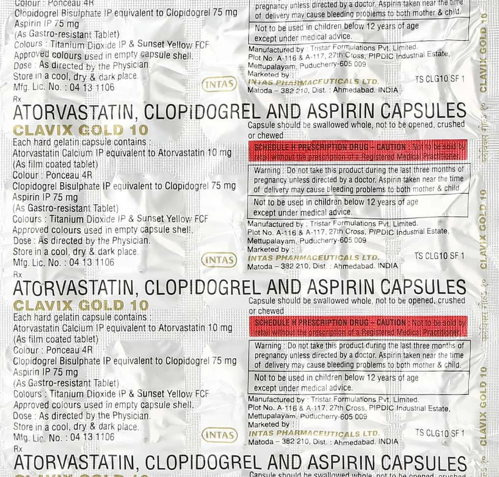 Clavix Gold 10mg Strip Of 15 Capsules