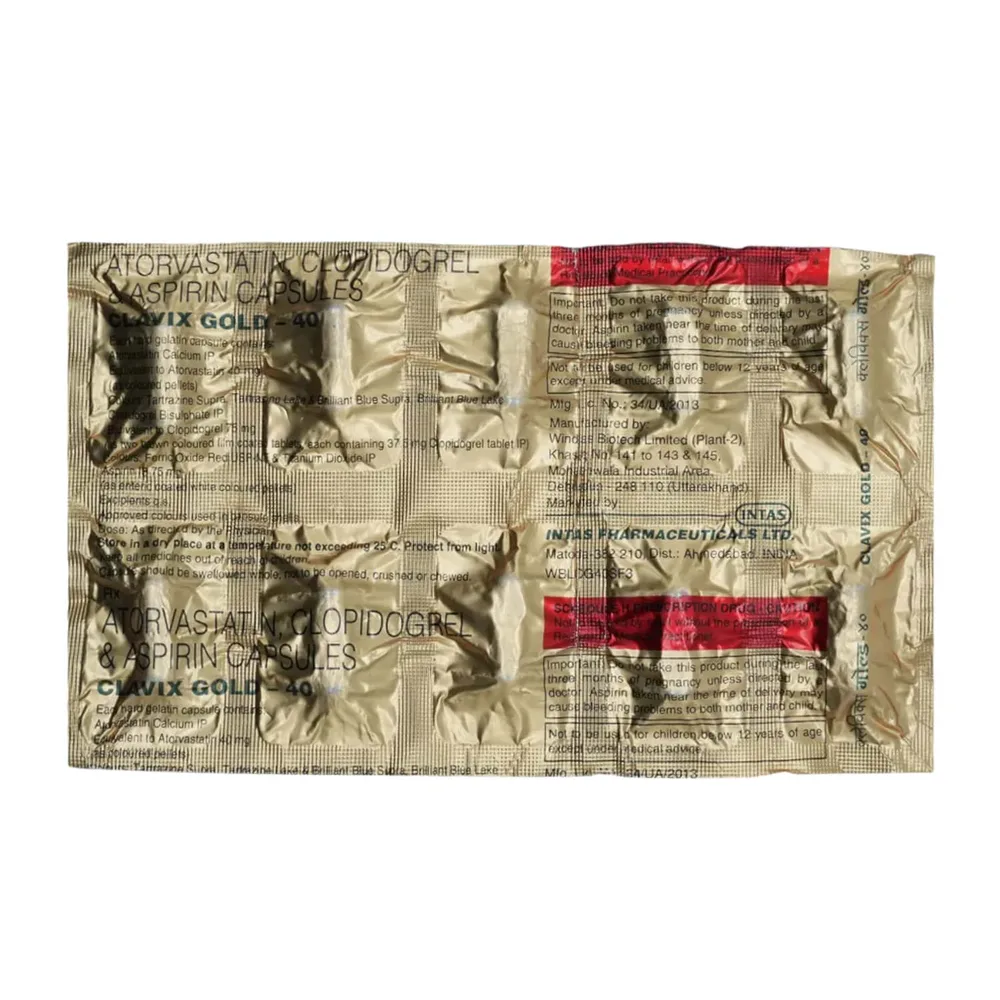 Clavix Gold 40mg Strip Of 10 Capsules
