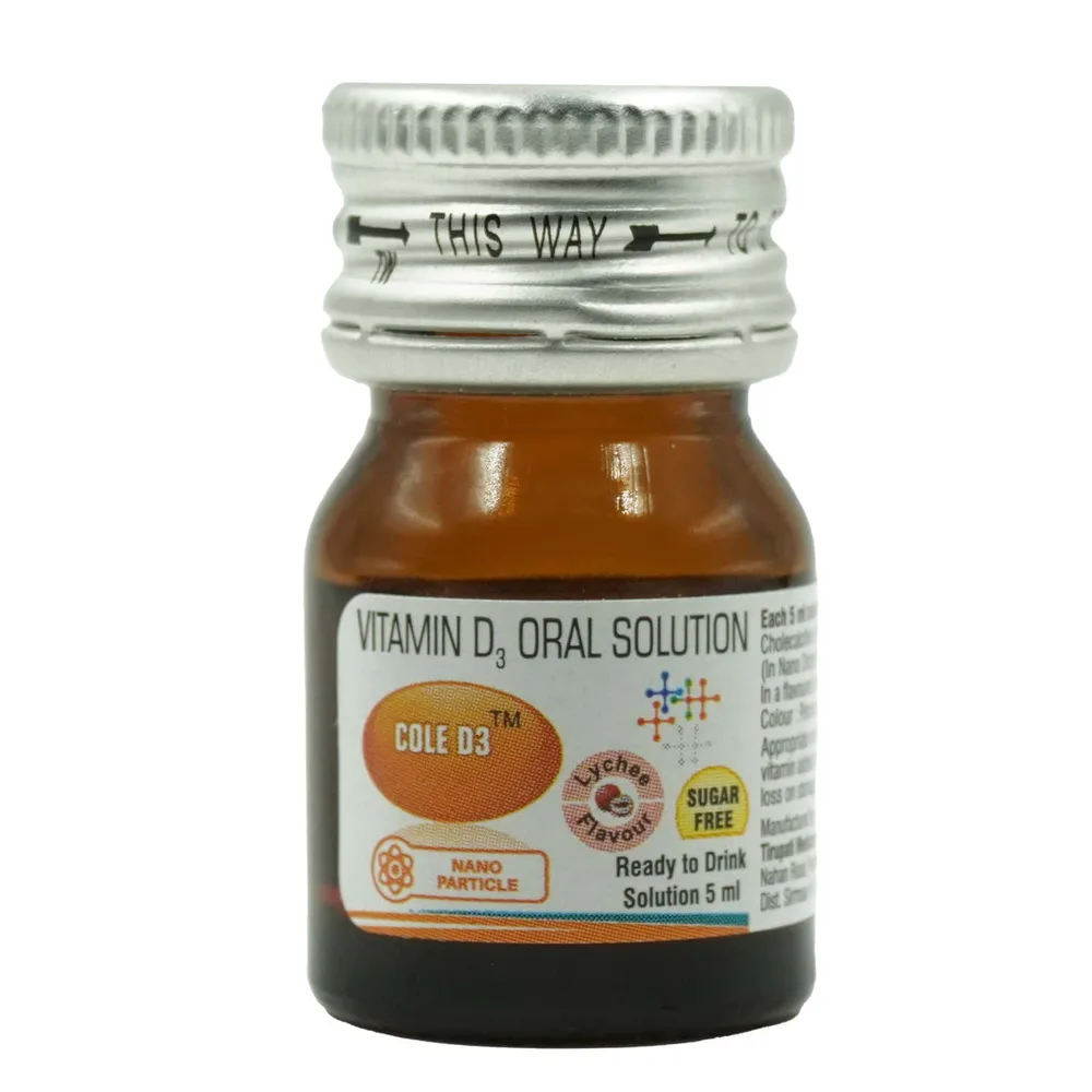 Cole D3 Lychee Flavour Sugar Free Bottle Of 5ml Oral Solution